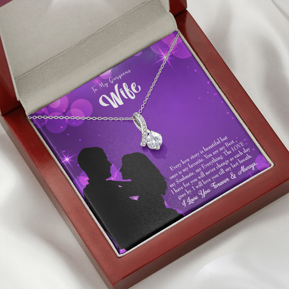 To My Wife Favorite Story Alluring Ribbon Necklace Message Card-Express Your Love Gifts