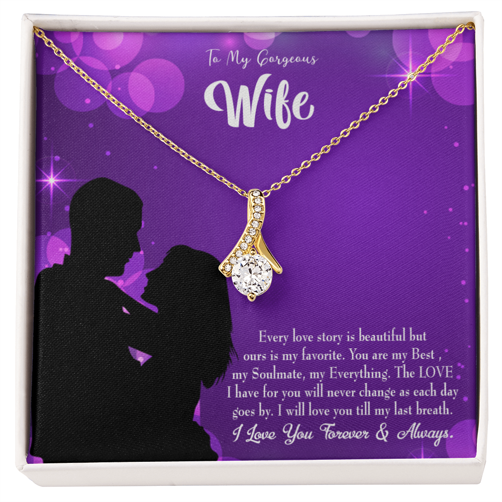 To My Wife Favorite Story Alluring Ribbon Necklace Message Card-Express Your Love Gifts