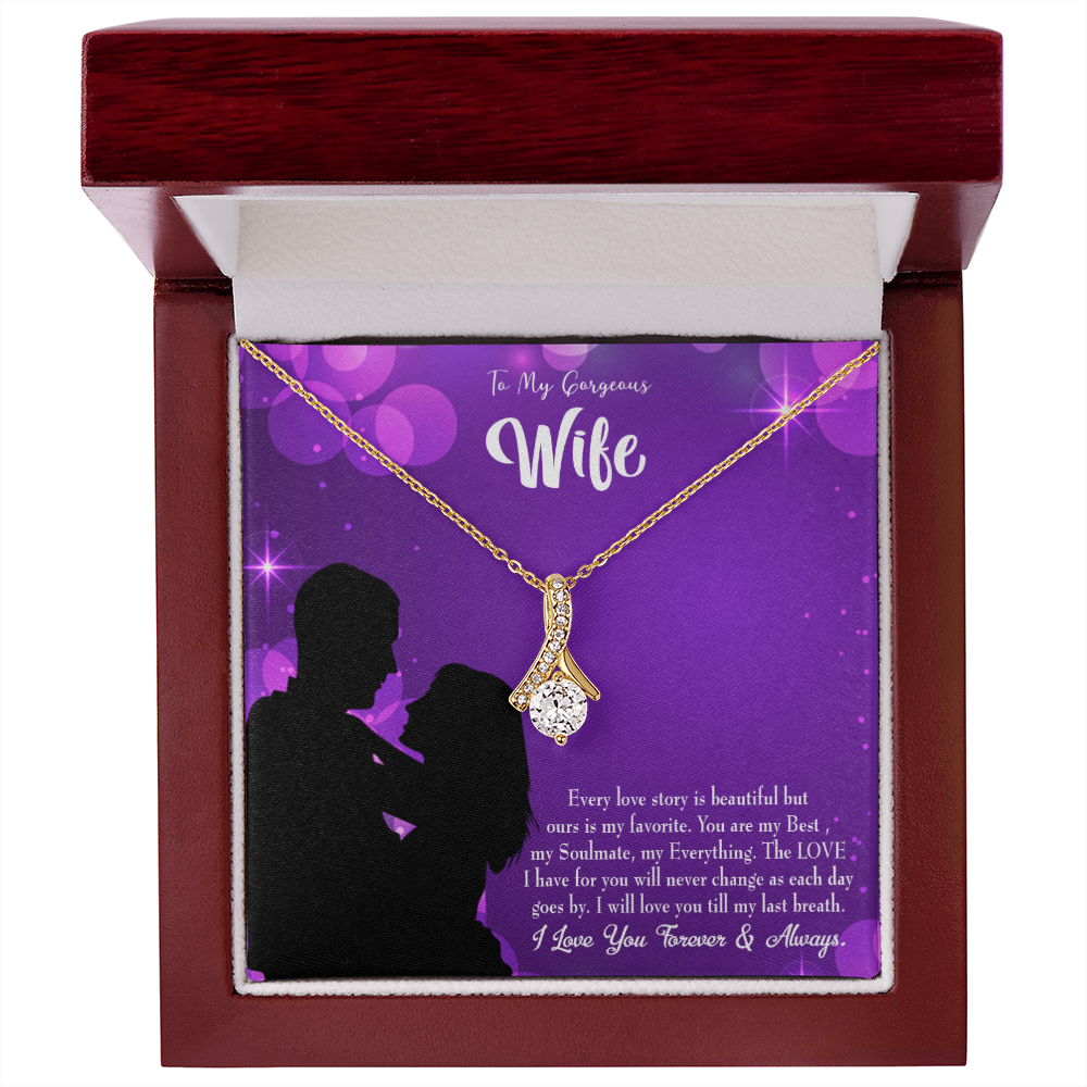 To My Wife Favorite Story Alluring Ribbon Necklace Message Card-Express Your Love Gifts