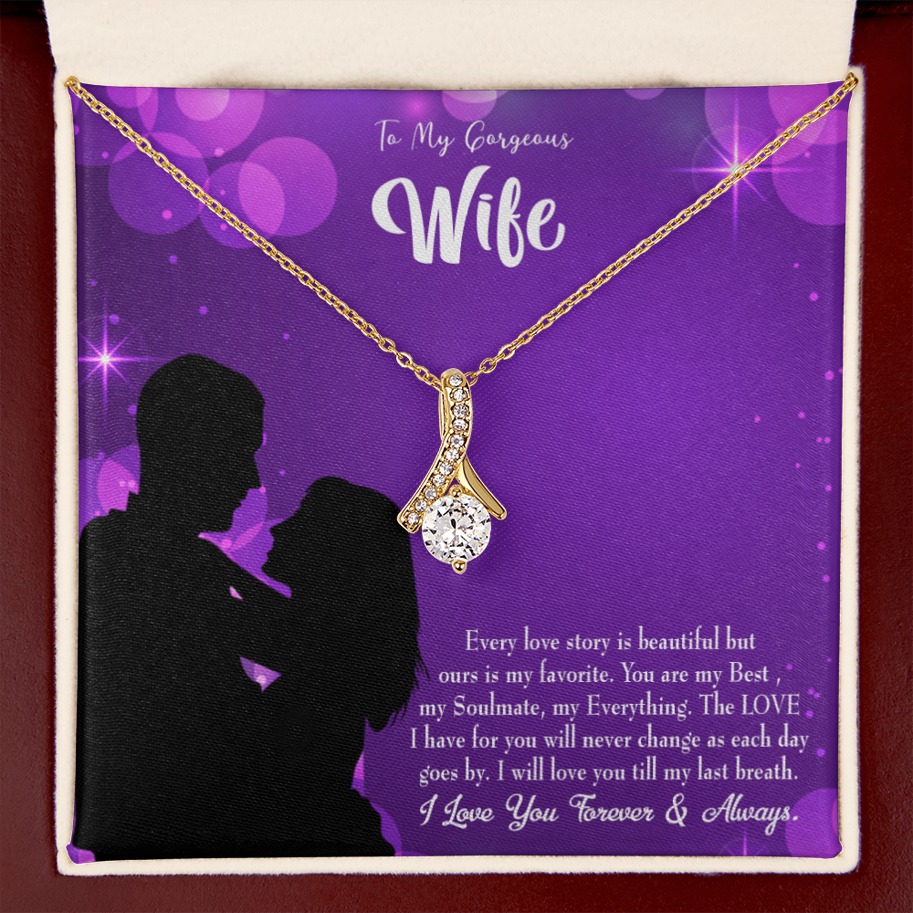 To My Wife Favorite Story Alluring Ribbon Necklace Message Card-Express Your Love Gifts