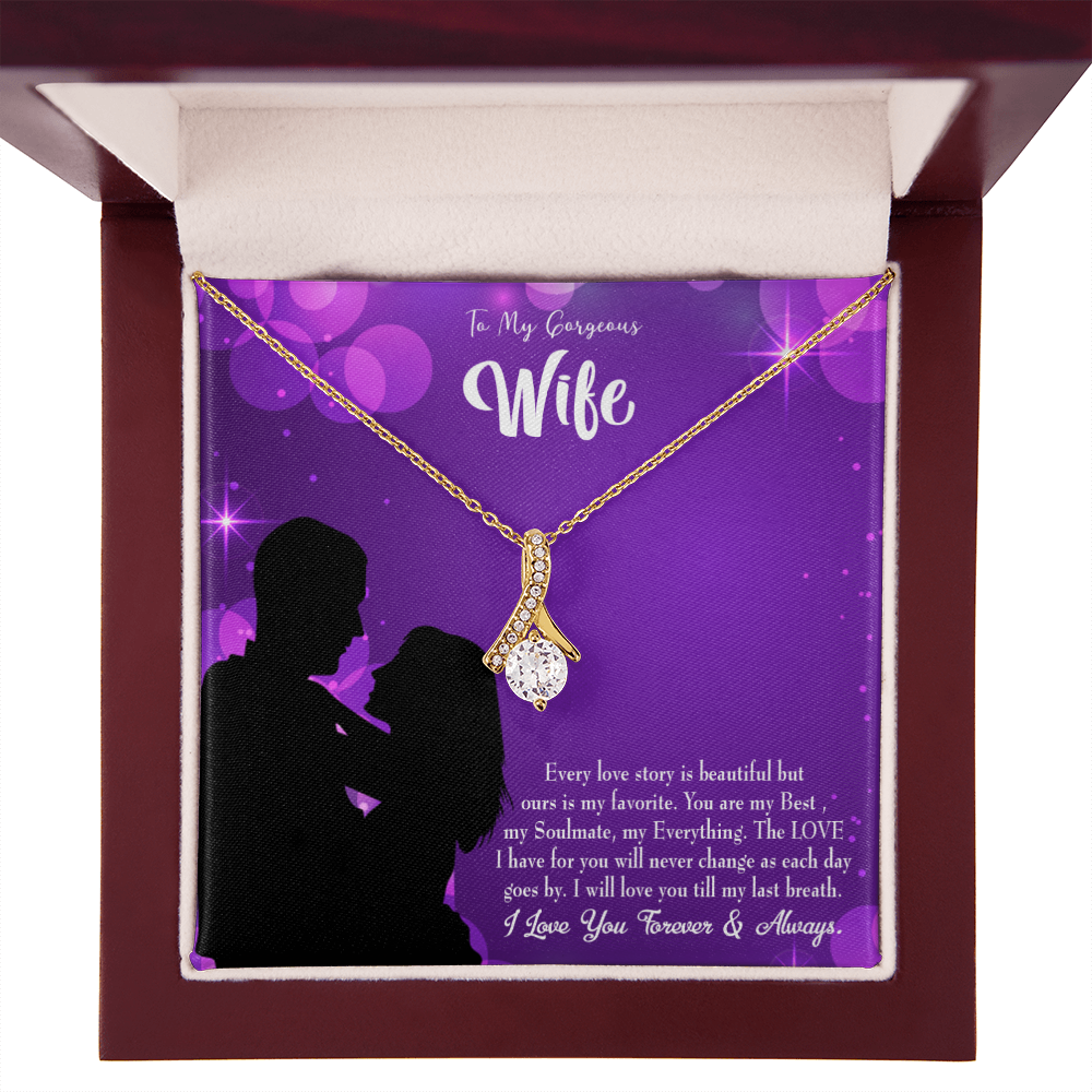 To My Wife Favorite Story Alluring Ribbon Necklace Message Card-Express Your Love Gifts