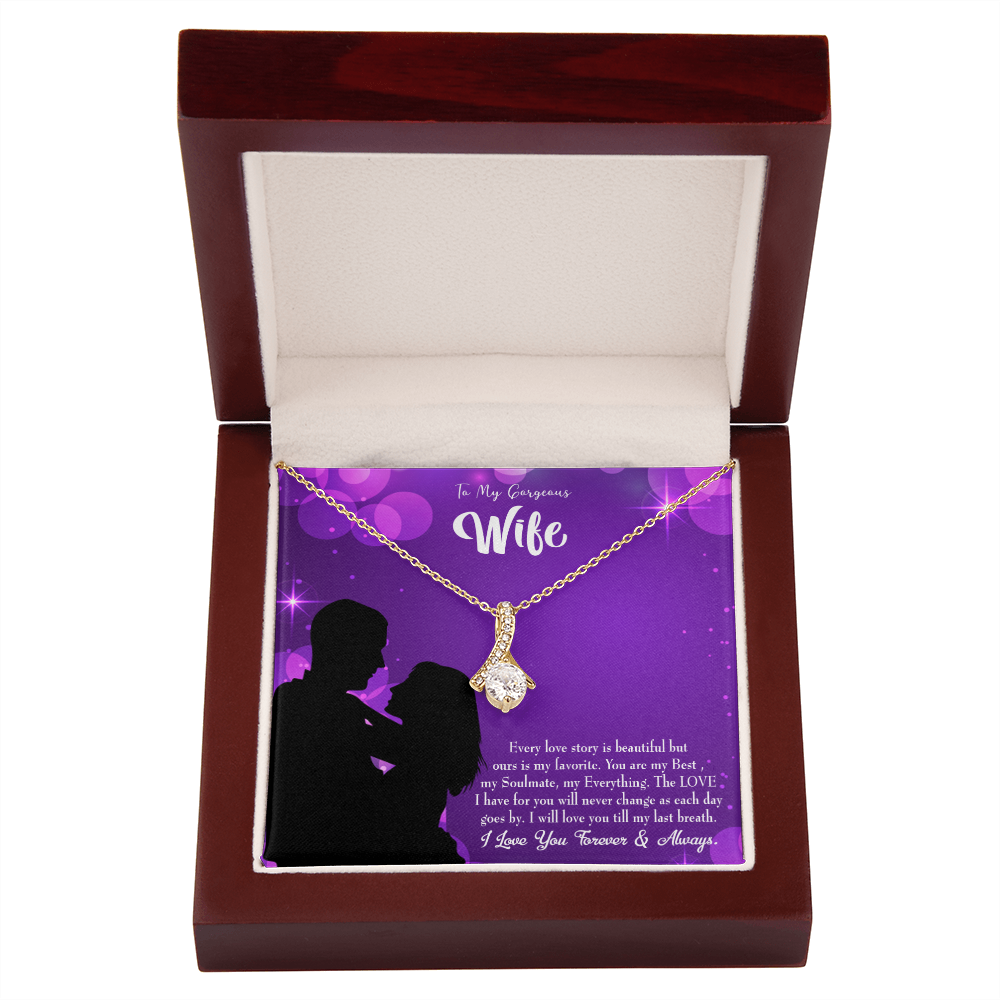 To My Wife Favorite Story Alluring Ribbon Necklace Message Card-Express Your Love Gifts