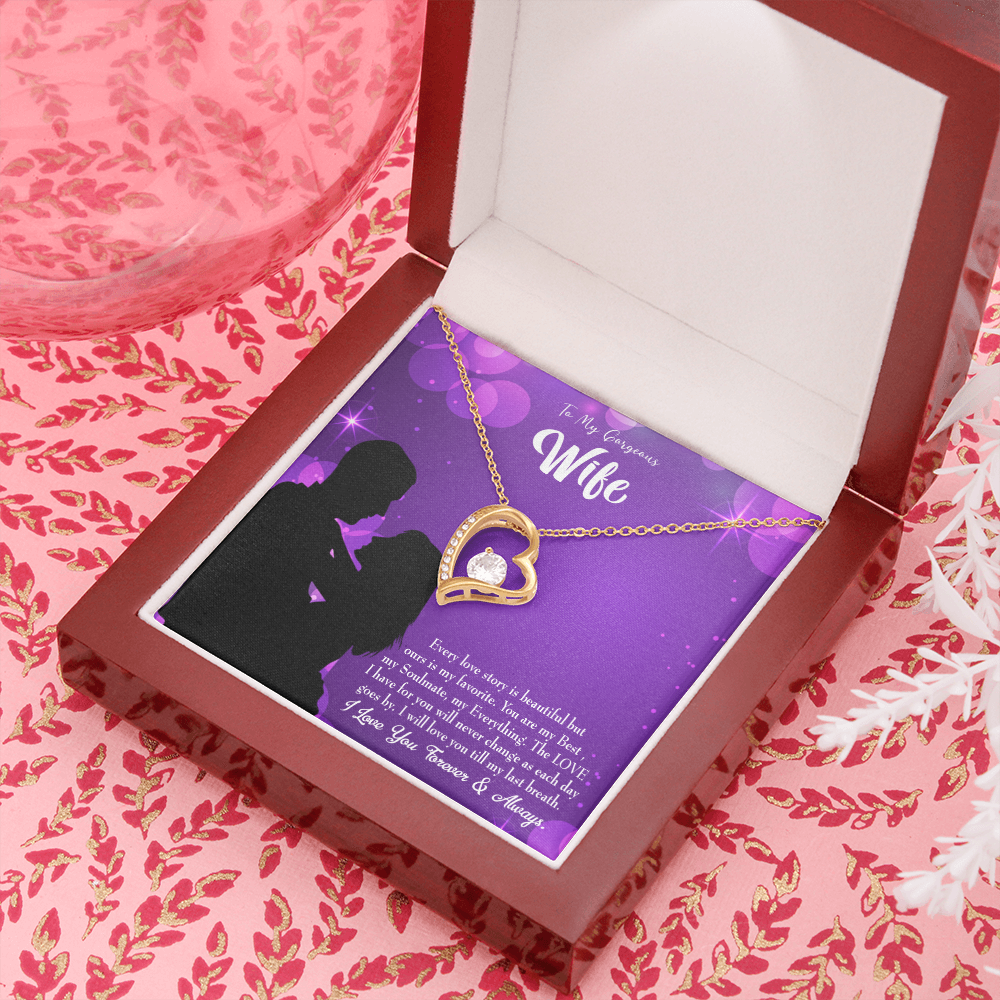 To My Wife Favorite Story Forever Necklace w Message Card-Express Your Love Gifts
