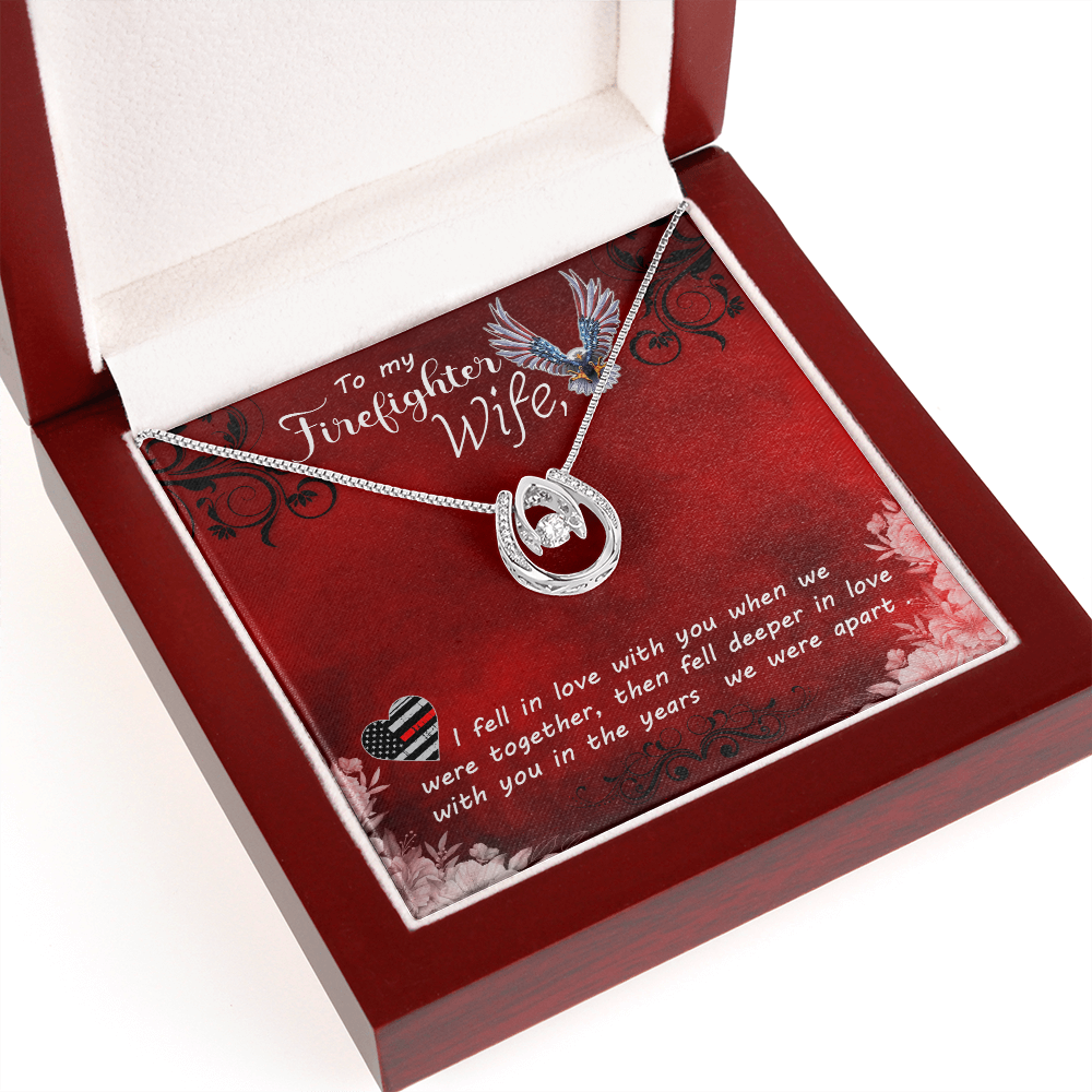 To My Wife Firefighter Wife Lucky Horseshoe Necklace Message Card 14k w CZ Crystals-Express Your Love Gifts