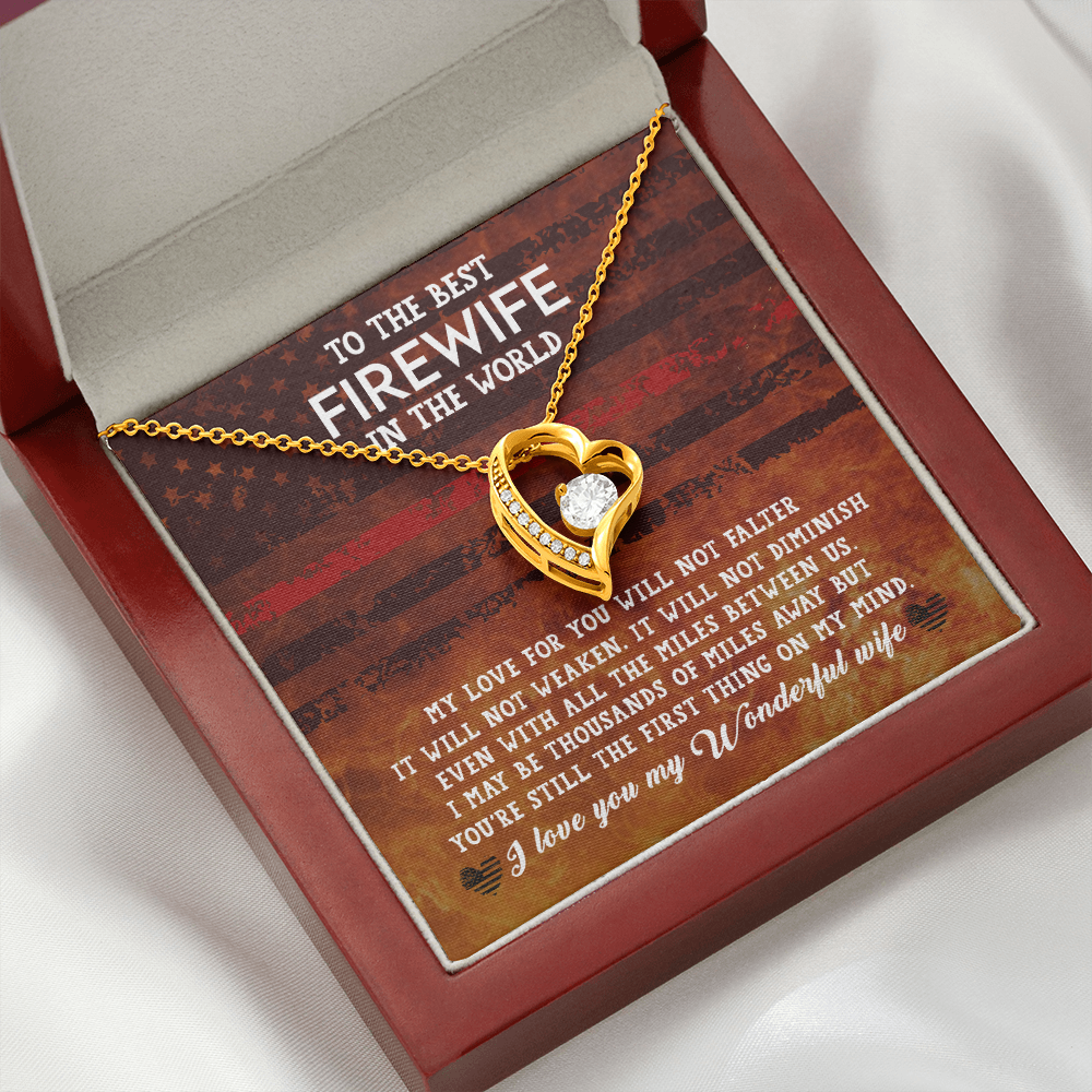 To My Wife Firewife Independence Day Forever Necklace w Message Card-Express Your Love Gifts