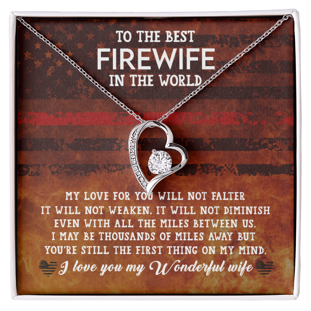 To My Wife Firewife Independence Day Forever Necklace w Message Card-Express Your Love Gifts