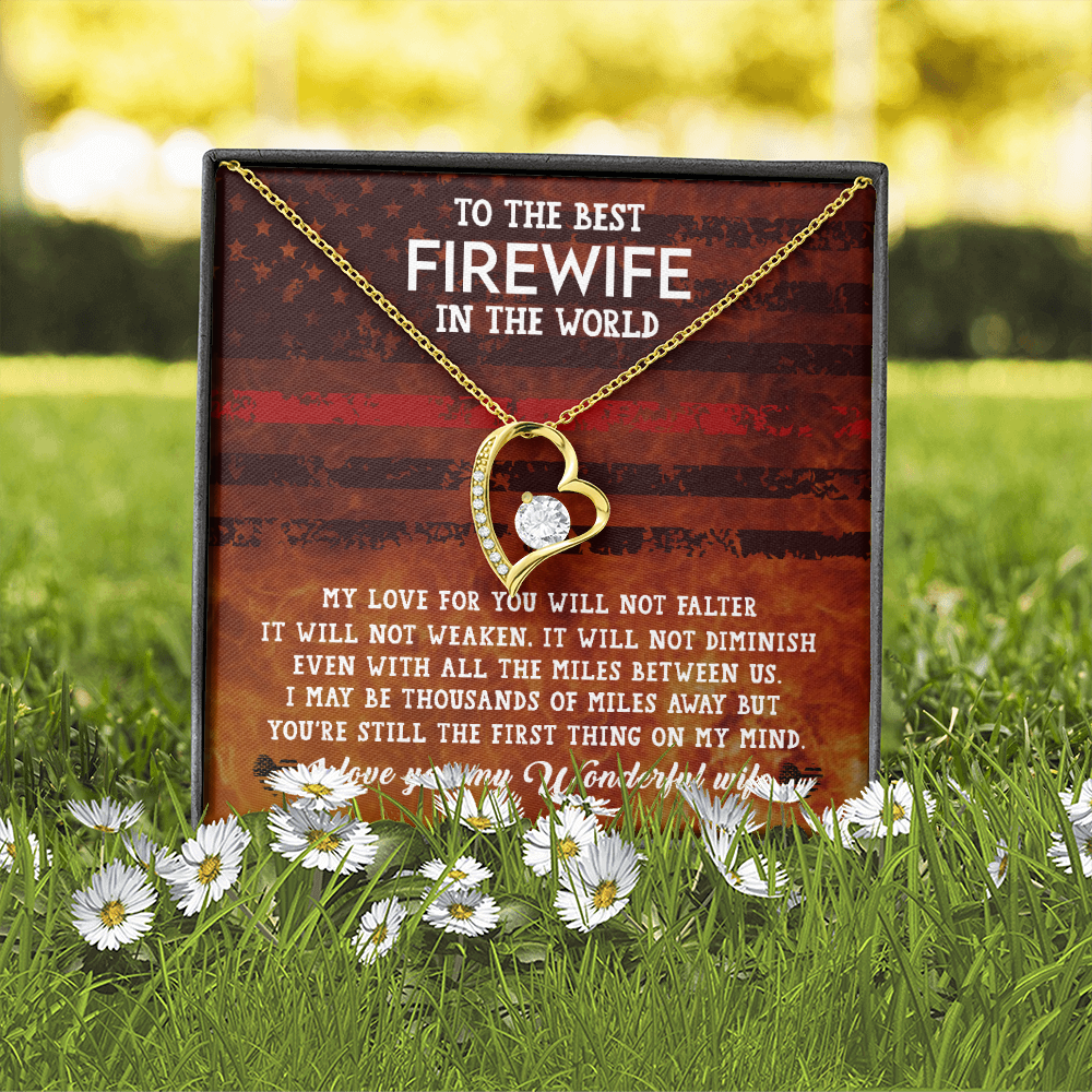 To My Wife Firewife Independence Day Forever Necklace w Message Card-Express Your Love Gifts