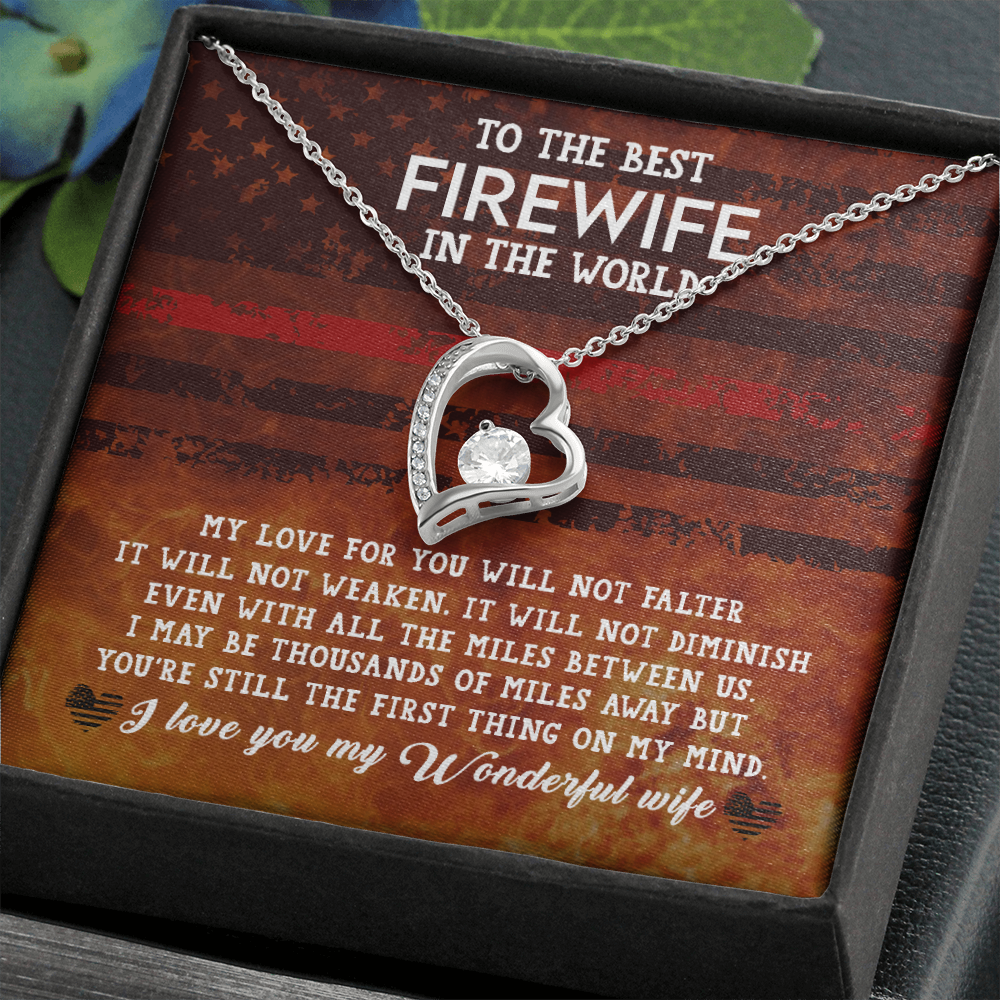 To My Wife Firewife Independence Day Forever Necklace w Message Card-Express Your Love Gifts