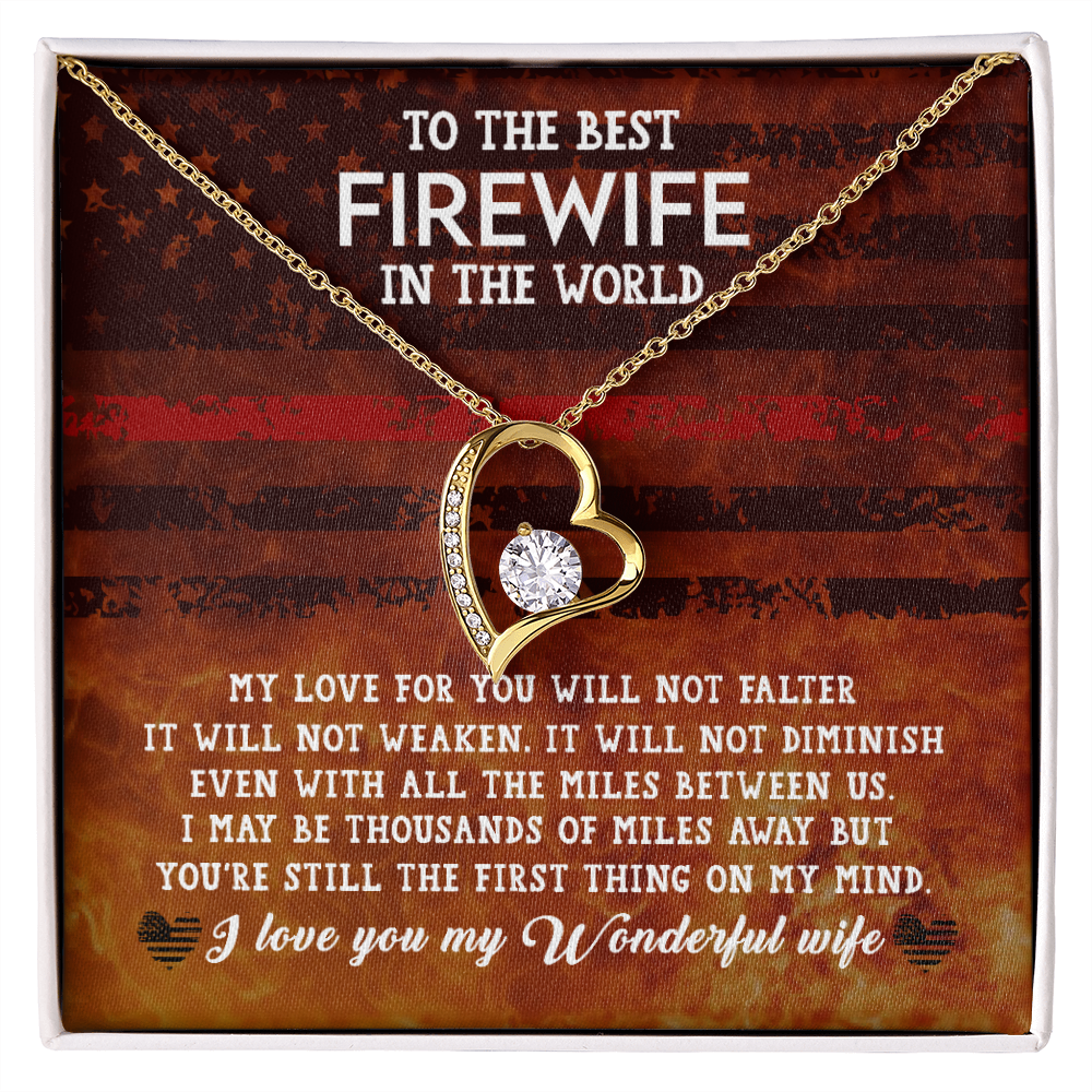 To My Wife Firewife Independence Day Forever Necklace w Message Card-Express Your Love Gifts