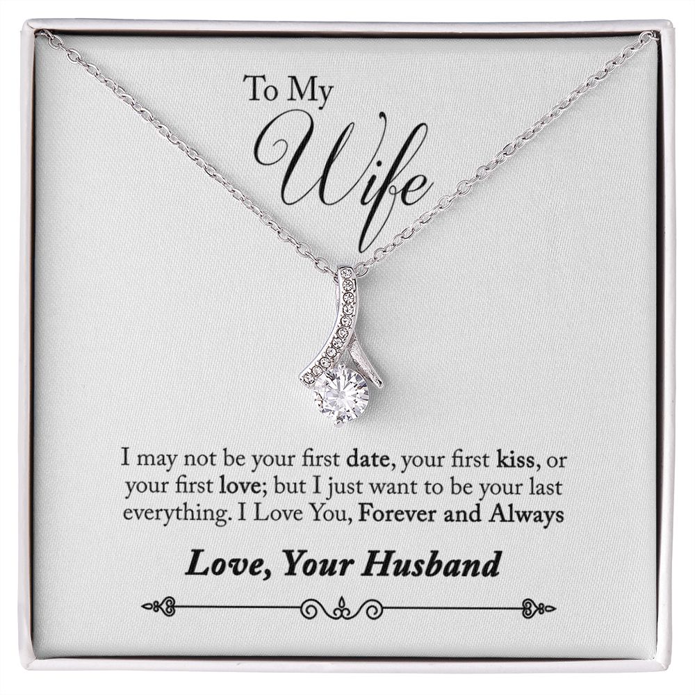 To My Wife Forever and Always Alluring Ribbon Necklace Message Card-Express Your Love Gifts