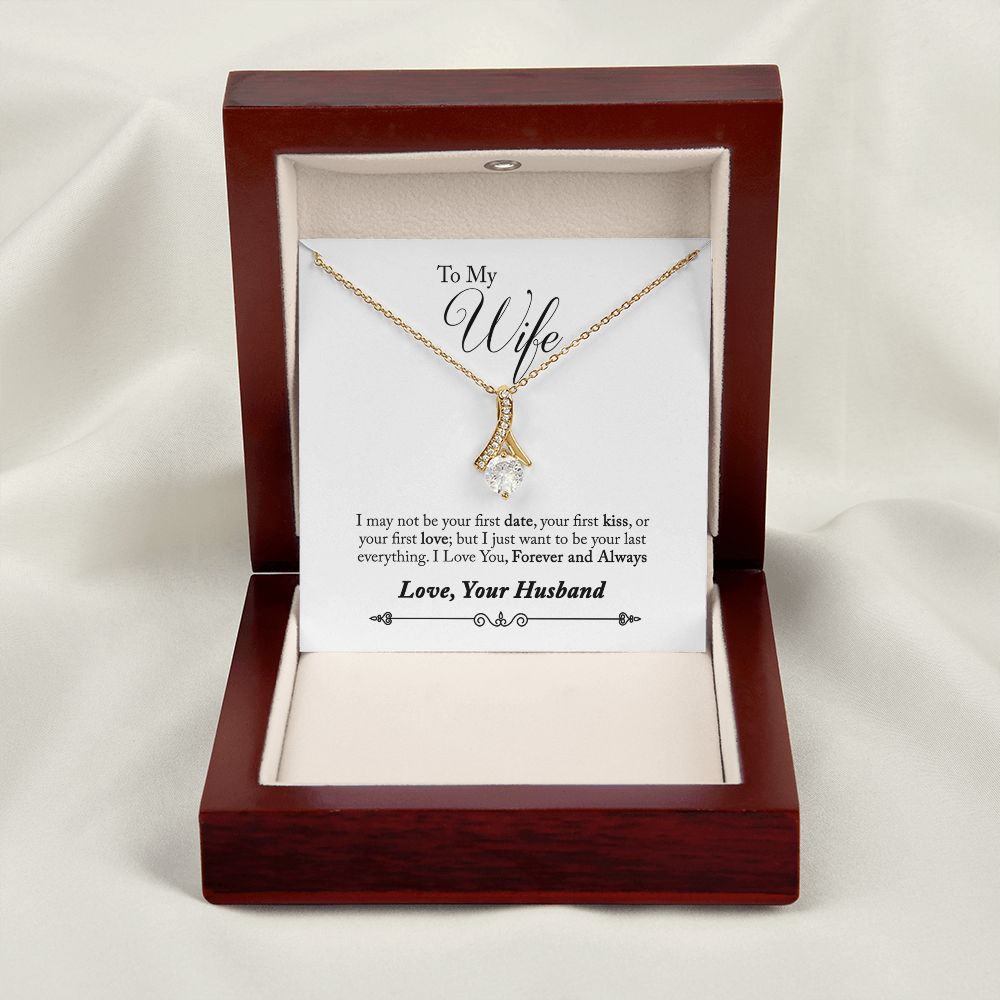 To My Wife Forever and Always Alluring Ribbon Necklace Message Card-Express Your Love Gifts