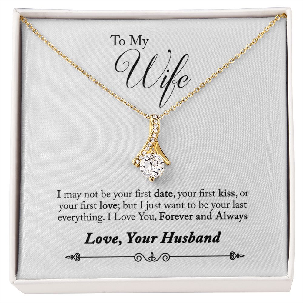 To My Wife Forever and Always Alluring Ribbon Necklace Message Card-Express Your Love Gifts