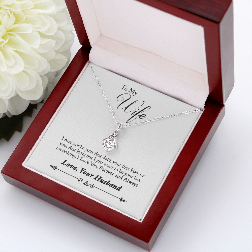 To My Wife Forever and Always Alluring Ribbon Necklace Message Card-Express Your Love Gifts