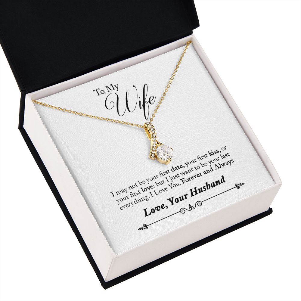 To My Wife Forever and Always Alluring Ribbon Necklace Message Card-Express Your Love Gifts