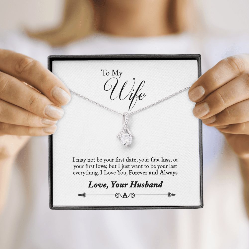 To My Wife Forever and Always Alluring Ribbon Necklace Message Card-Express Your Love Gifts