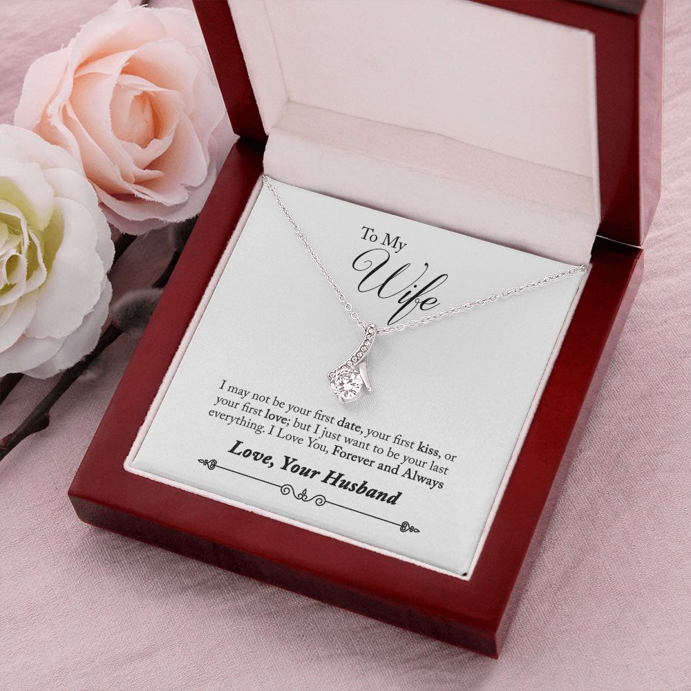 To My Wife Forever and Always Alluring Ribbon Necklace Message Card-Express Your Love Gifts