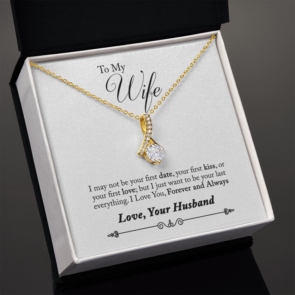 To My Wife Forever and Always Alluring Ribbon Necklace Message Card-Express Your Love Gifts