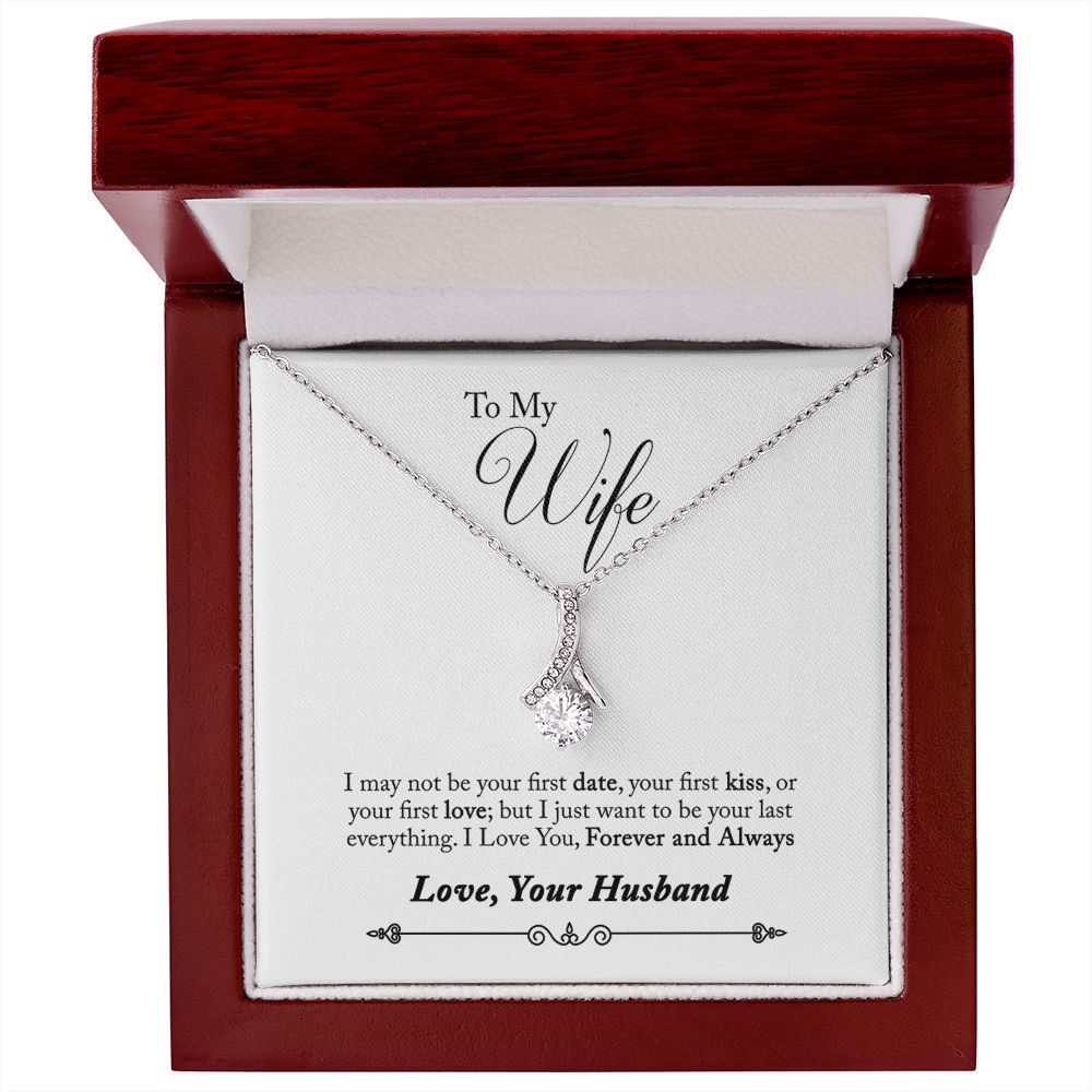 To My Wife Forever and Always Alluring Ribbon Necklace Message Card-Express Your Love Gifts