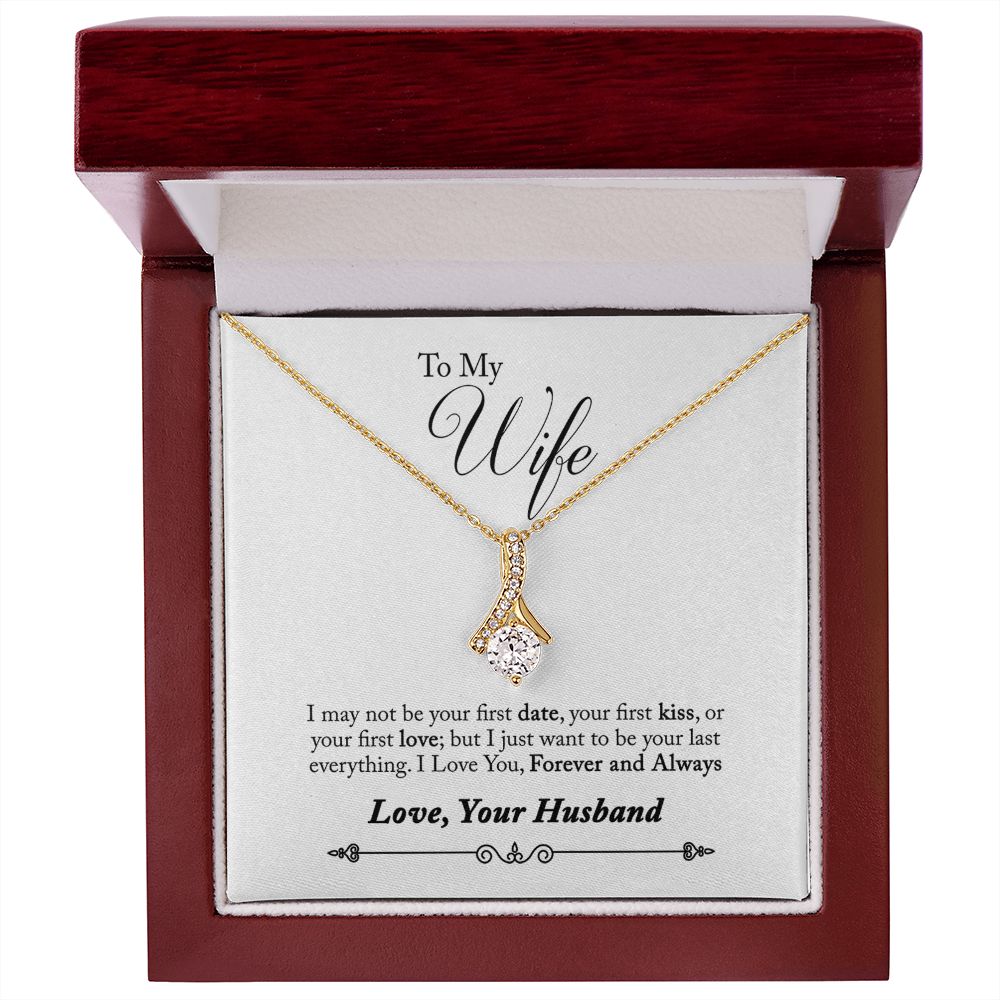 To My Wife Forever and Always Alluring Ribbon Necklace Message Card-Express Your Love Gifts