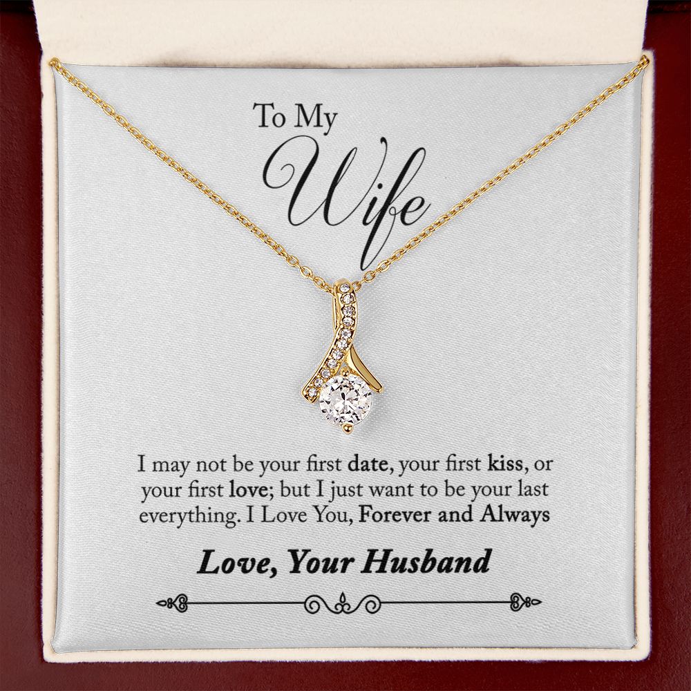 To My Wife Forever and Always Alluring Ribbon Necklace Message Card-Express Your Love Gifts