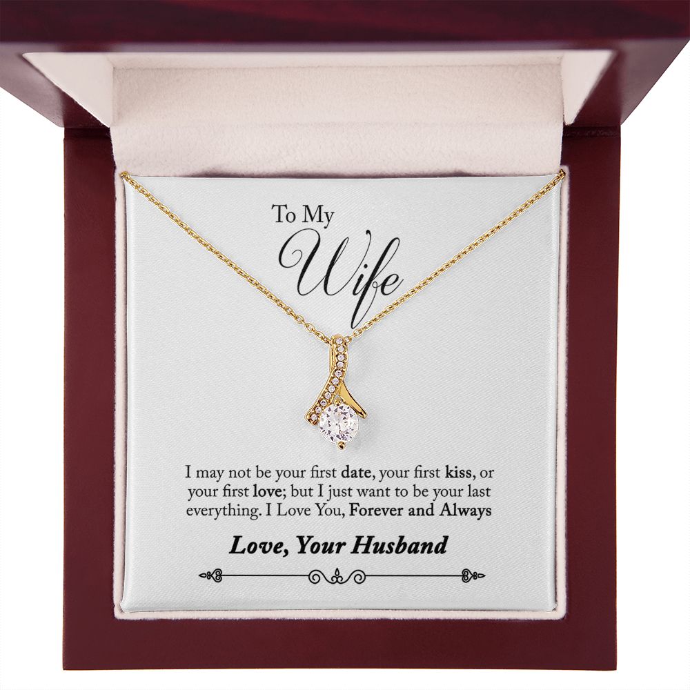 To My Wife Forever and Always Alluring Ribbon Necklace Message Card-Express Your Love Gifts