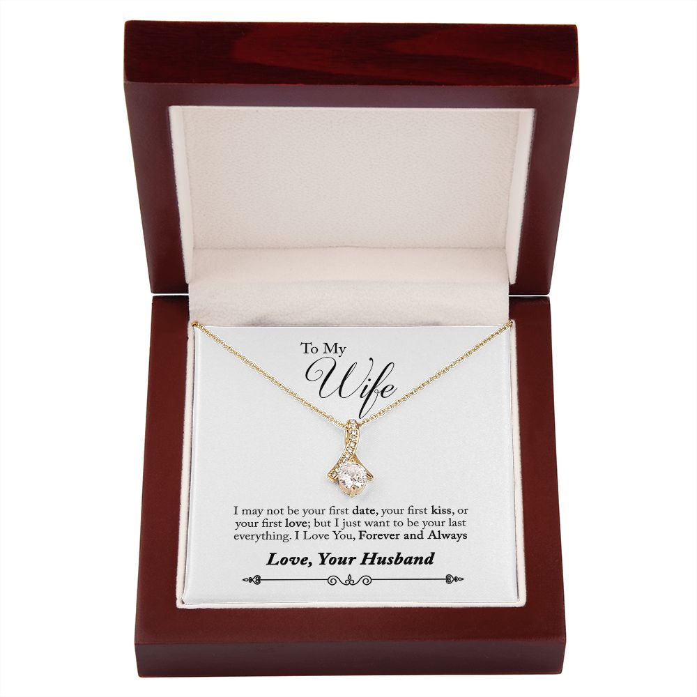 To My Wife Forever and Always Alluring Ribbon Necklace Message Card-Express Your Love Gifts