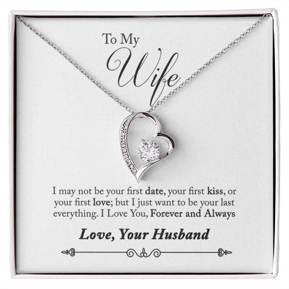 To My Wife Forever and Always From Husband Forever Necklace w Message Card-Express Your Love Gifts