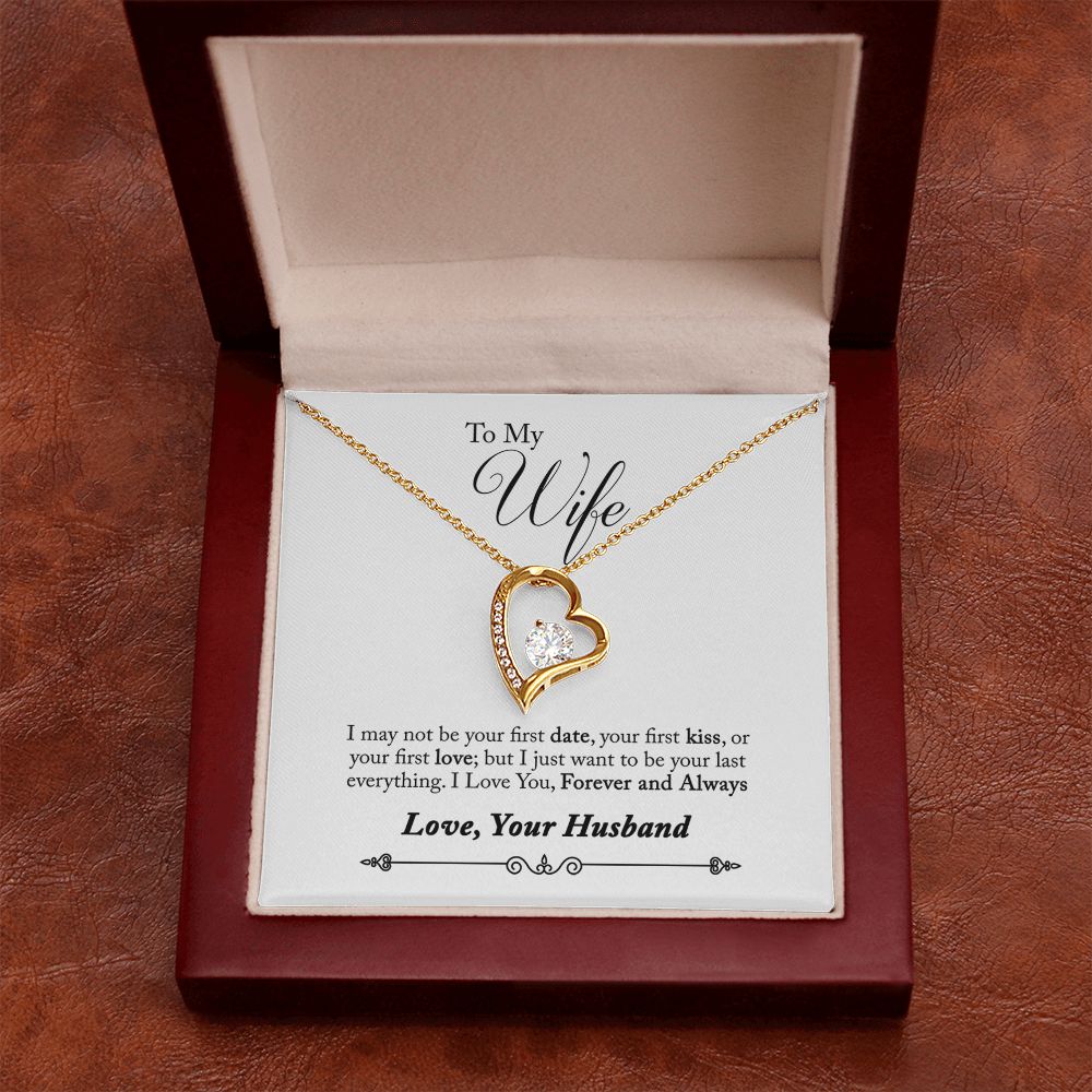 To My Wife Forever and Always From Husband Forever Necklace w Message Card-Express Your Love Gifts