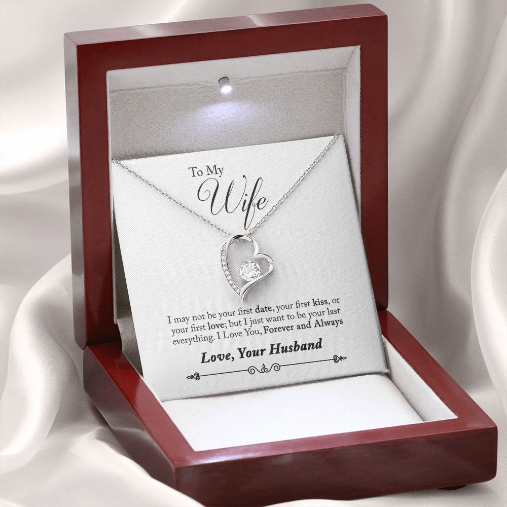 To My Wife Forever and Always From Husband Forever Necklace w Message Card-Express Your Love Gifts