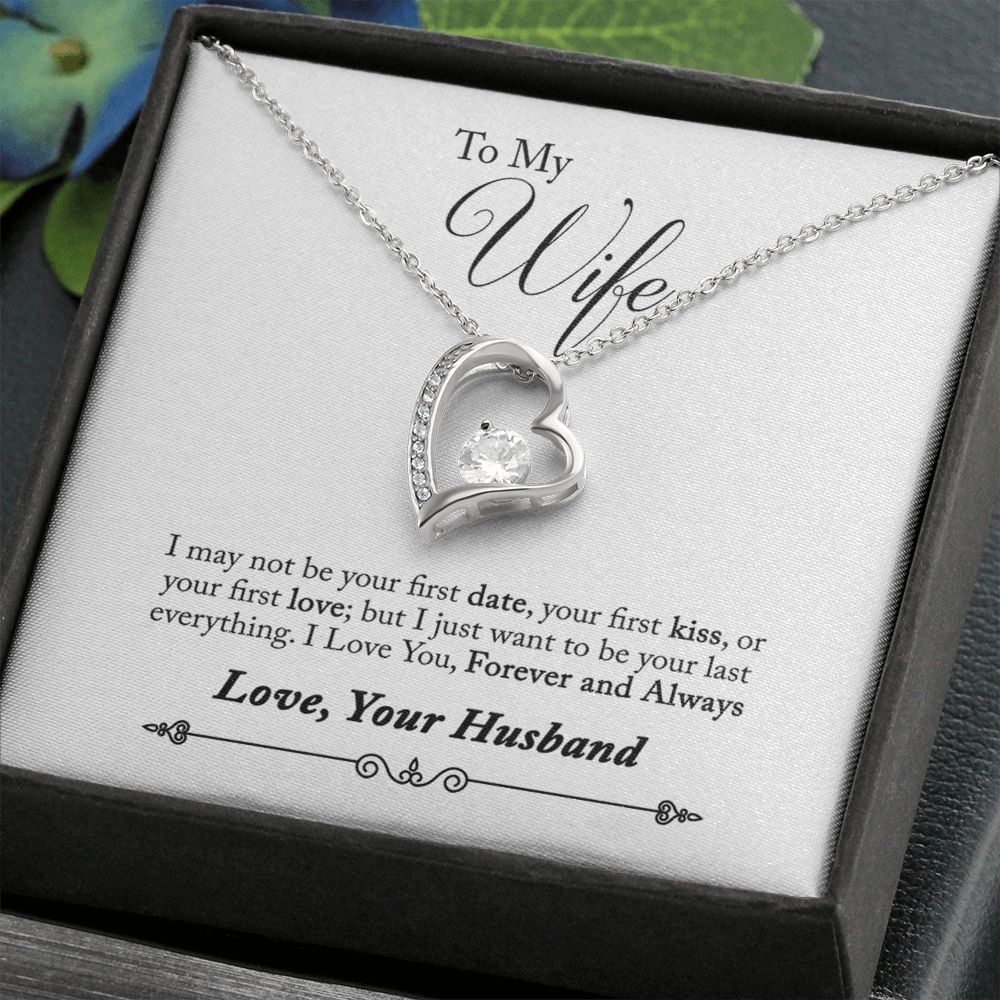 To My Wife Forever and Always From Husband Forever Necklace w Message Card-Express Your Love Gifts