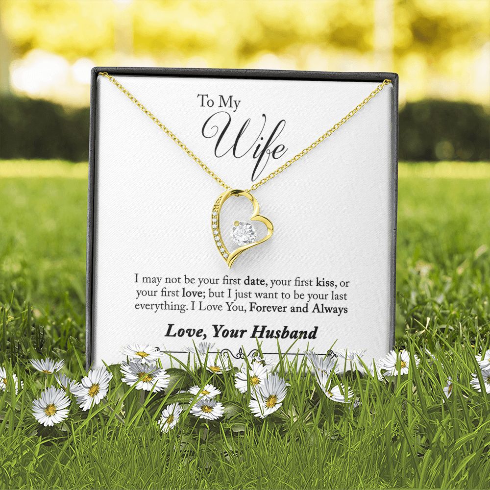 To My Wife Forever and Always From Husband Forever Necklace w Message Card-Express Your Love Gifts