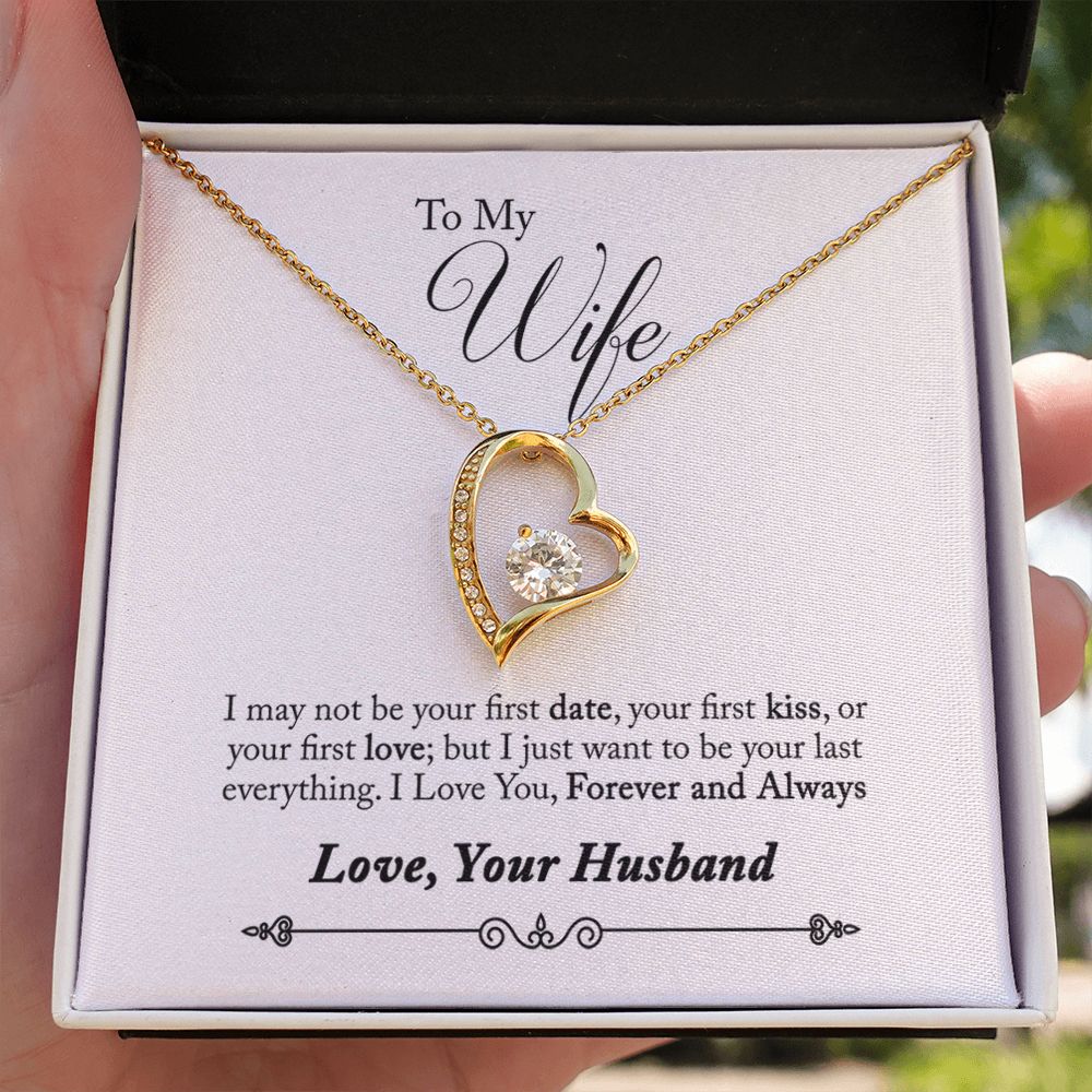 To My Wife Forever and Always From Husband Forever Necklace w Message Card-Express Your Love Gifts