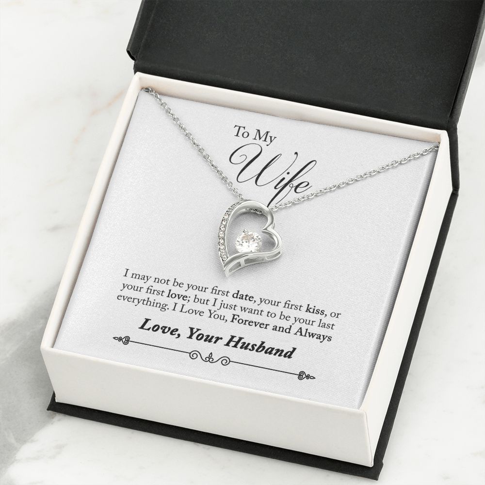 To My Wife Forever and Always From Husband Forever Necklace w Message Card-Express Your Love Gifts