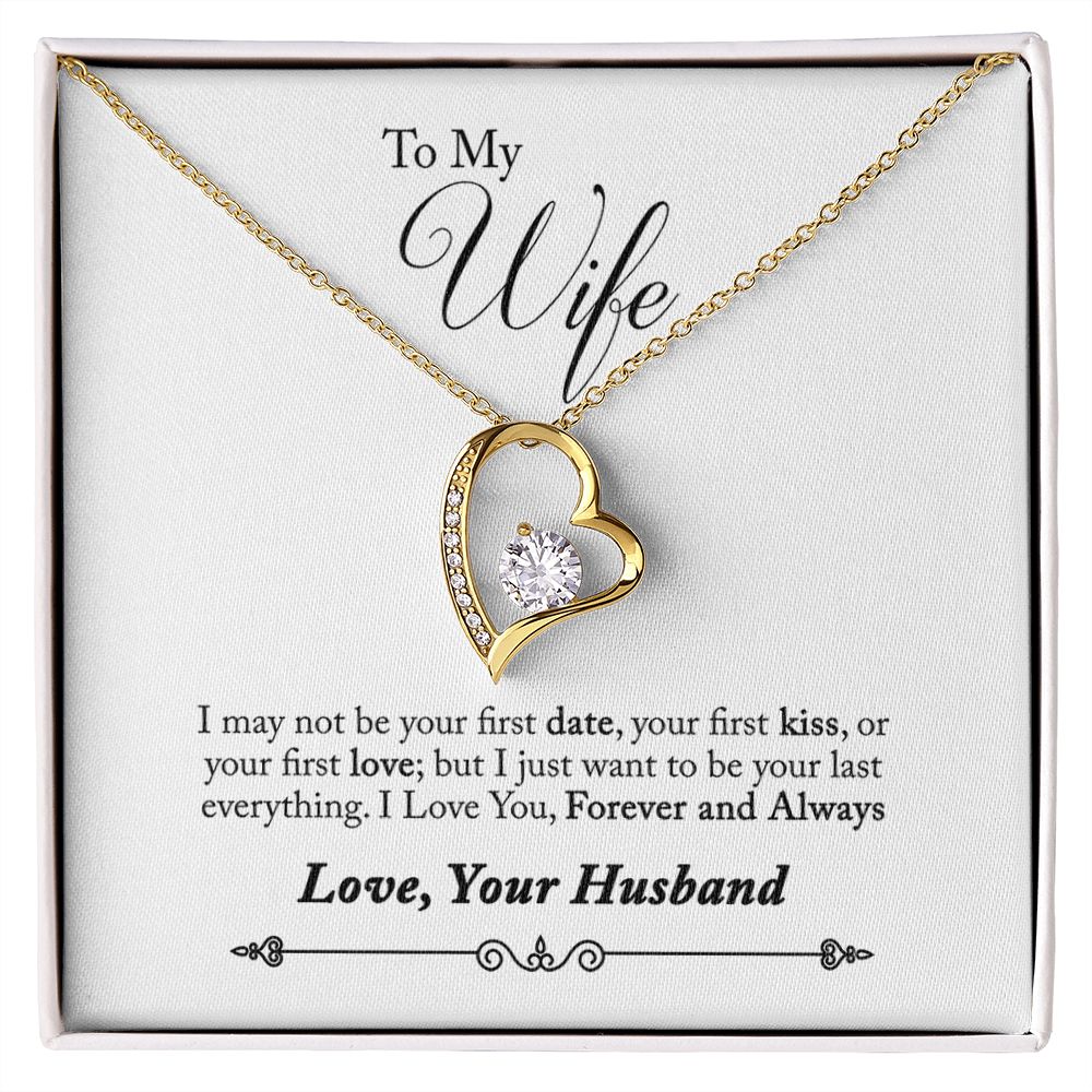 To My Wife Forever and Always From Husband Forever Necklace w Message Card-Express Your Love Gifts