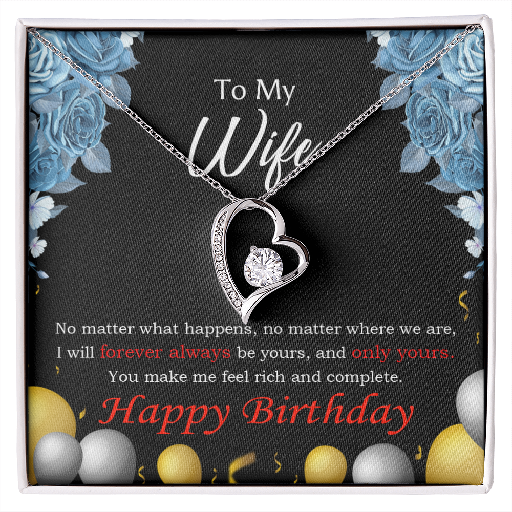 To My Wife Forever and Together Birthday Message Forever Necklace w Message Card-Express Your Love Gifts