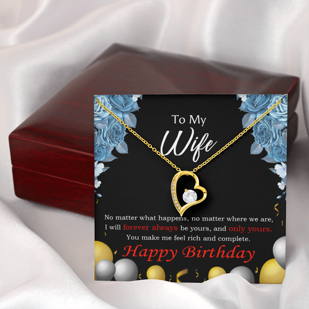 To My Wife Forever and Together Birthday Message Forever Necklace w Message Card-Express Your Love Gifts
