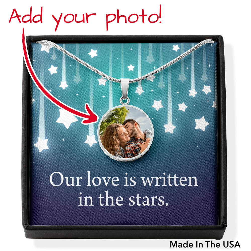 To My Wife From Husband Personalized Written In The Stars Circle Necklace Stainless Steel or 18k Gold 18-22"-Express Your Love Gifts