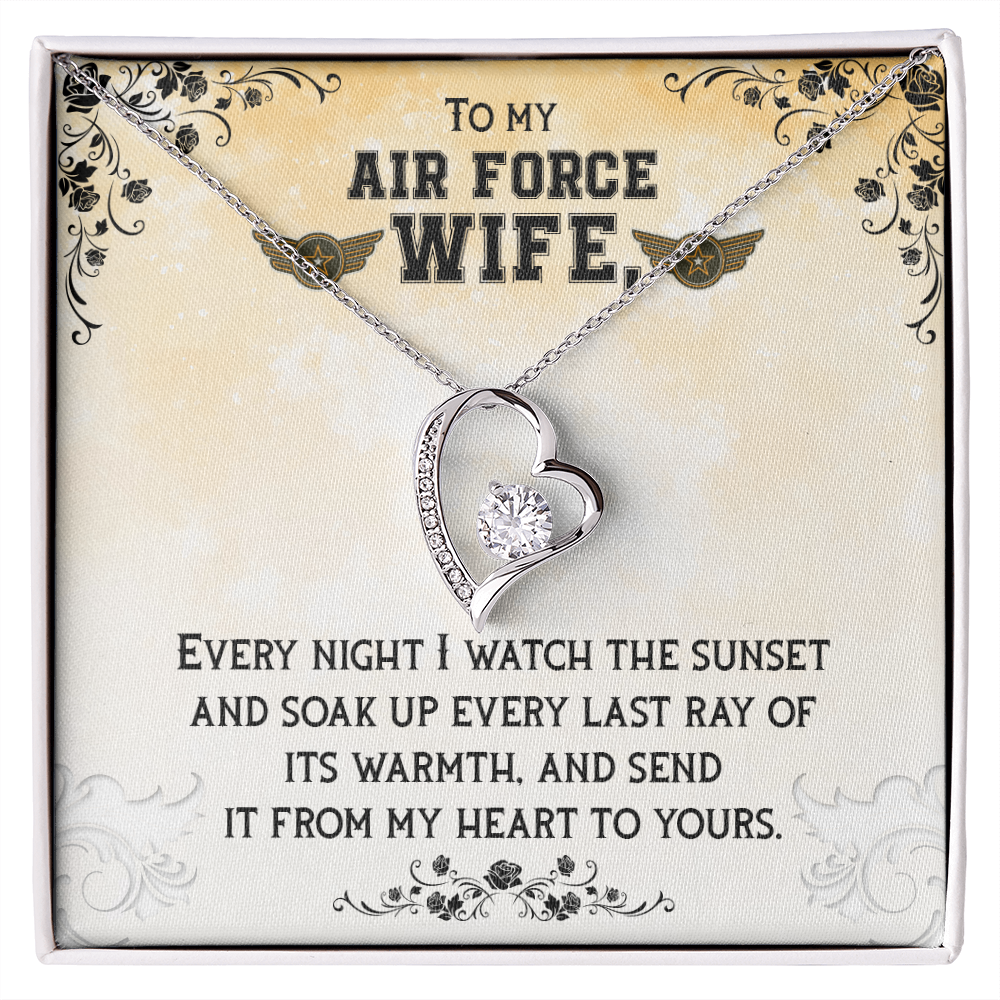 To My Wife From My Heart to Yours Air Force Wife Forever Necklace w Message Card-Express Your Love Gifts