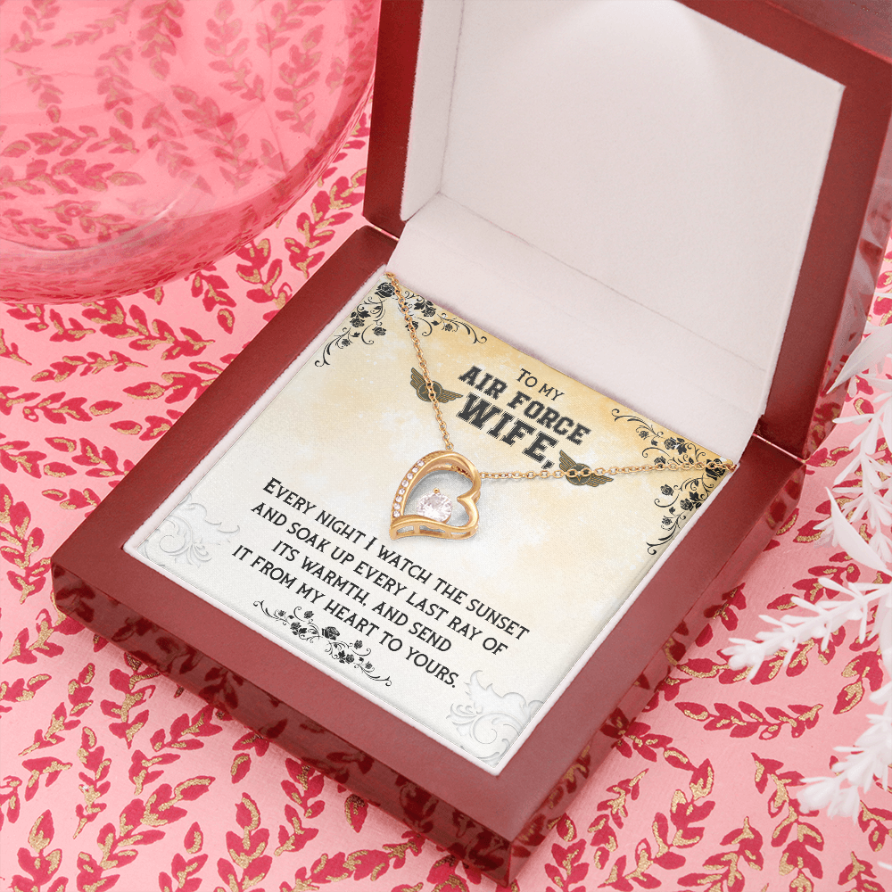 To My Wife From My Heart to Yours Air Force Wife Forever Necklace w Message Card-Express Your Love Gifts