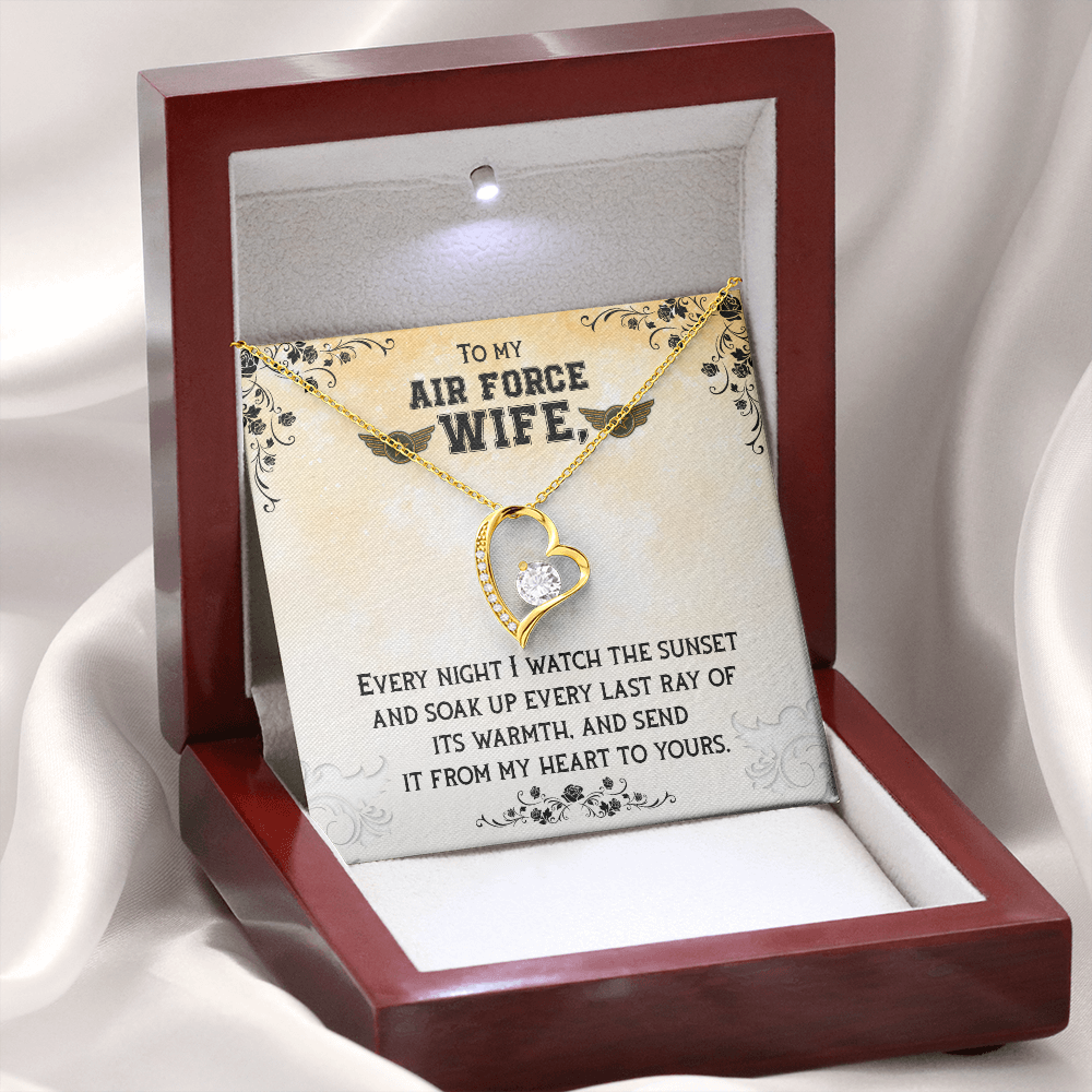 To My Wife From My Heart to Yours Air Force Wife Forever Necklace w Message Card-Express Your Love Gifts