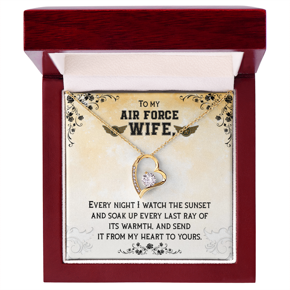 To My Wife From My Heart to Yours Air Force Wife Forever Necklace w Message Card-Express Your Love Gifts