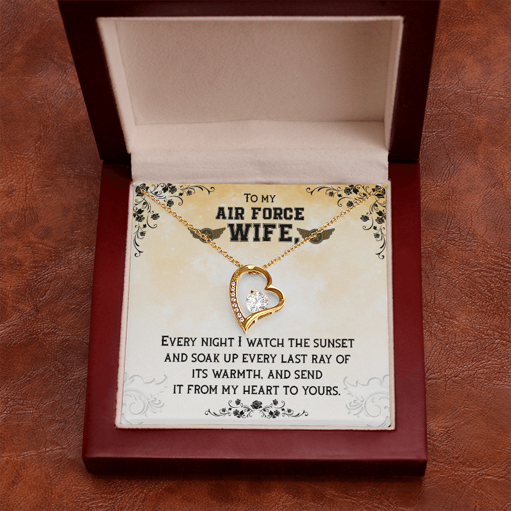 To My Wife From My Heart to Yours Air Force Wife Forever Necklace w Message Card-Express Your Love Gifts