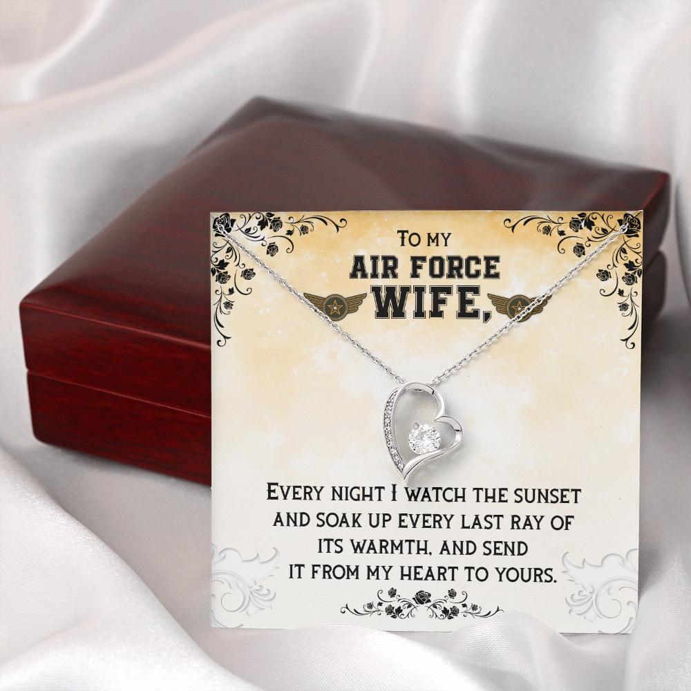 To My Wife From My Heart to Yours Air Force Wife Forever Necklace w Message Card-Express Your Love Gifts