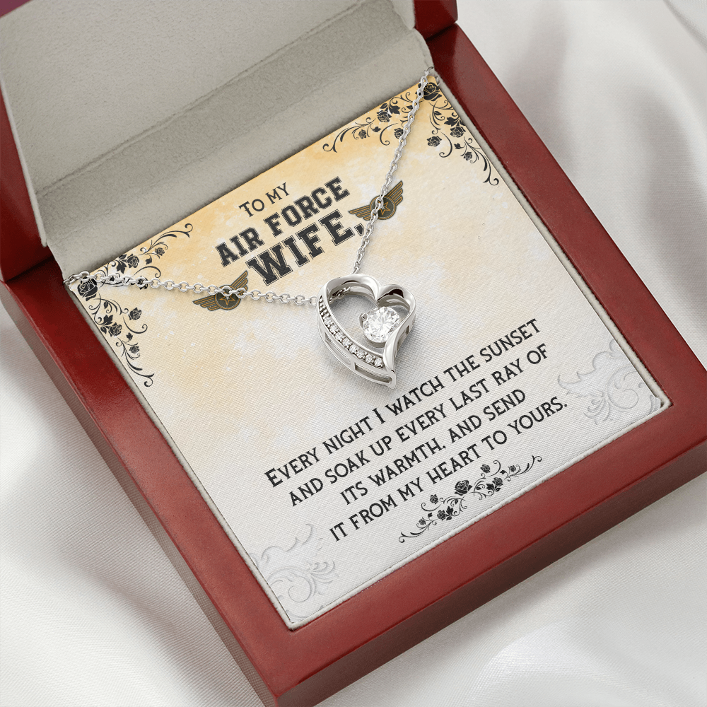 To My Wife From My Heart to Yours Air Force Wife Forever Necklace w Message Card-Express Your Love Gifts