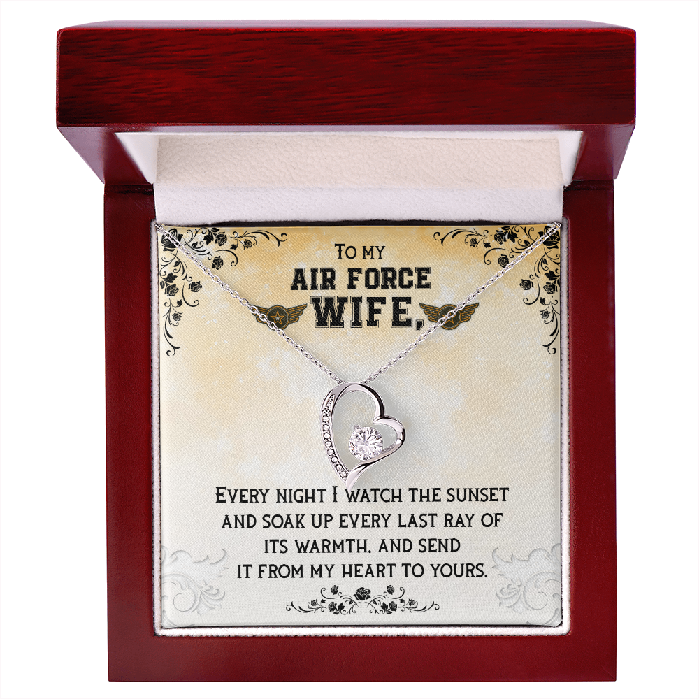 To My Wife From My Heart to Yours Air Force Wife Forever Necklace w Message Card-Express Your Love Gifts