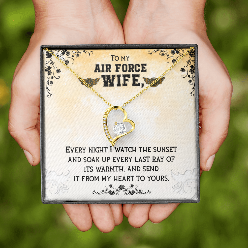 To My Wife From My Heart to Yours Air Force Wife Forever Necklace w Message Card-Express Your Love Gifts