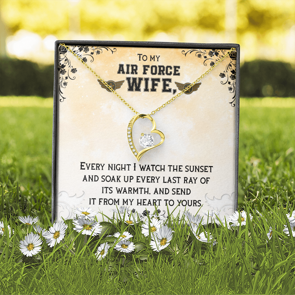 To My Wife From My Heart to Yours Air Force Wife Forever Necklace w Message Card-Express Your Love Gifts