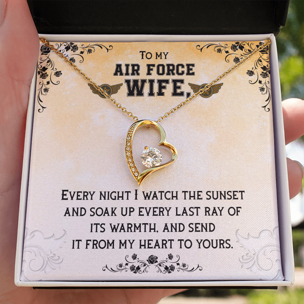 To My Wife From My Heart to Yours Air Force Wife Forever Necklace w Message Card-Express Your Love Gifts