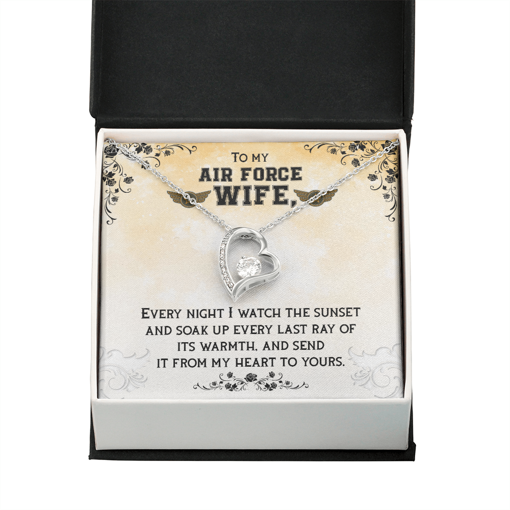 To My Wife From My Heart to Yours Air Force Wife Forever Necklace w Message Card-Express Your Love Gifts