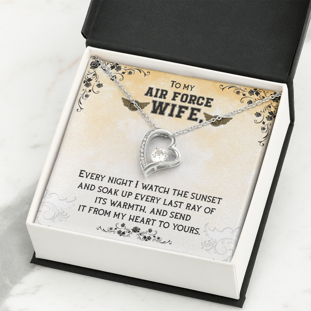 To My Wife From My Heart to Yours Air Force Wife Forever Necklace w Message Card-Express Your Love Gifts